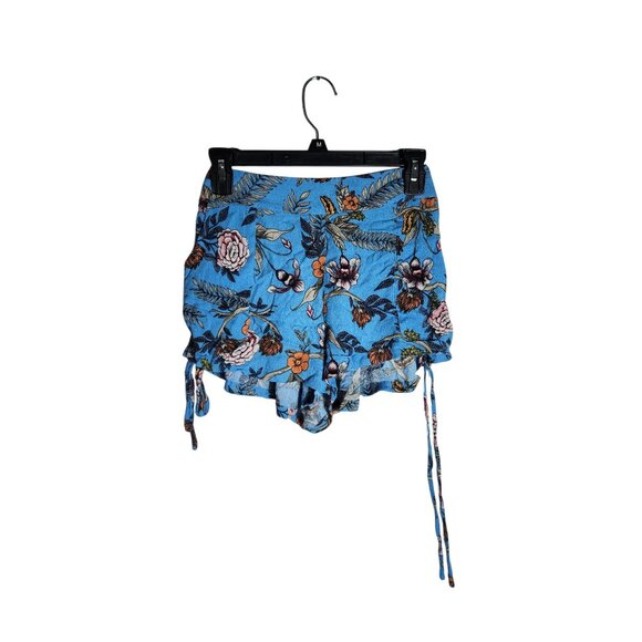 NWT Womens Blue Floral Printed Drawstring Shorts Cotton On S 100% Viscose Casual - Picture 1 of 4